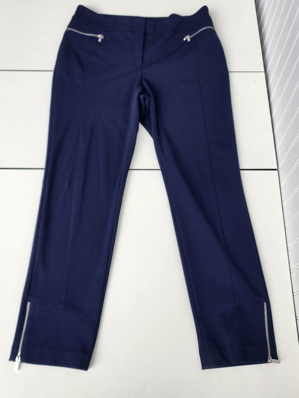 Calvin Klein Dress Pants Women's Blue Zip Hem Pockets Career Stretch Sz 6